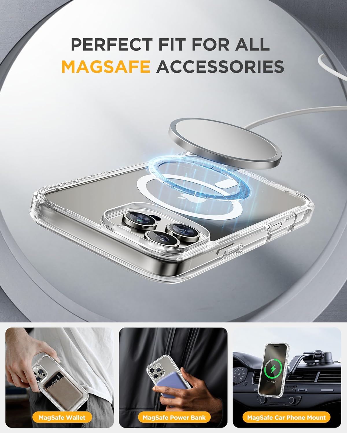 Miracase for iPhone 16 Pro Max Case 6.9'', [Bubble Free] Full-Body Bumper Phone case with Built-in Full Glass Screen &Lens Protector,Compatible with MagSafe,Drop Proof 16 Pro Max Cover,Clear