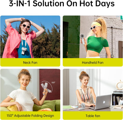 JISULIFE Handheld Fan Life7 – Ultimate Flexibility: High-Power Motor, LED Display, 19.5 Hrs Cooling, 5000mAh Rechargeable, 5-Speed, Foldable Design, 3-IN-1 Portable Fan for Travel Cruise Beach(Grey)