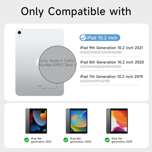 HOU Combo Keyboard Case for iPad 9th Generation (10.2", 2021)/8th Gen/7th Gen/iPad Air 3/Pro 10.5 Multi-Touch Trackpad,7 Color Backlight,Rotatable & Detachable,Portrait/Landscape Modes,Navy Blue