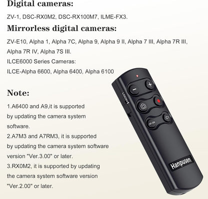 for Sony Wireless Camera Remote Control Shutter Release Compatible with Sony A7C,A7III,ZV-1,ZV-E10,ZV-1F,A6100,A6400,A6700,A7IV,RX100 VII,A9,A9 II,DSC-RX0 II,DSC-RX100 VII,Replace RMT-P1BT