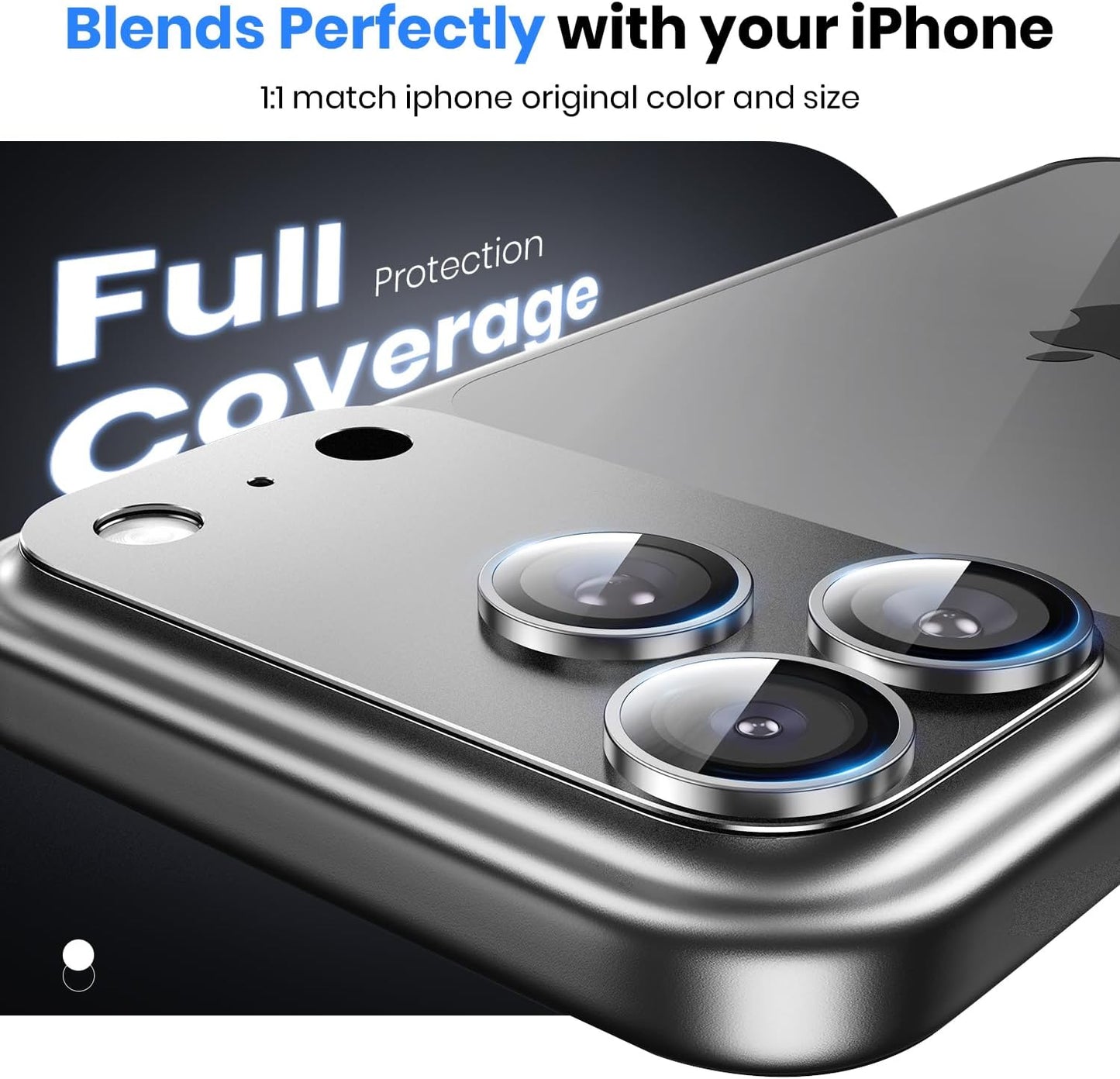 Hoerrye for iPhone 17 Pro Max Camera Lens Protector - [12FT Shatterproof Military Grade] [Strong Adsorption] Metal 9H+ Tempered Glass Camera Screen Full Protective Cover Case Friendly,Silver
