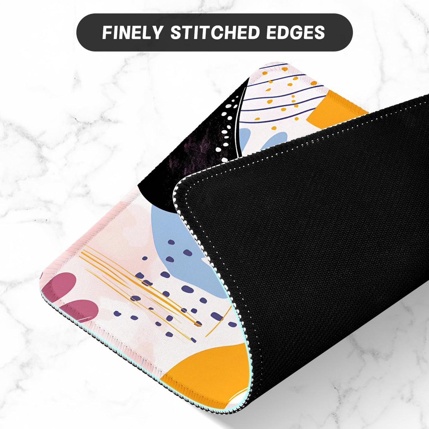 ITNRSIIET Mouse Pad with Stitched Edge Premium Textured Smooth Precise Operation Waterproof Washable Non-Slip Rubber Base Desktop Protection Mat, 10.2×8.3×0.12 inches, Art Style Pattern