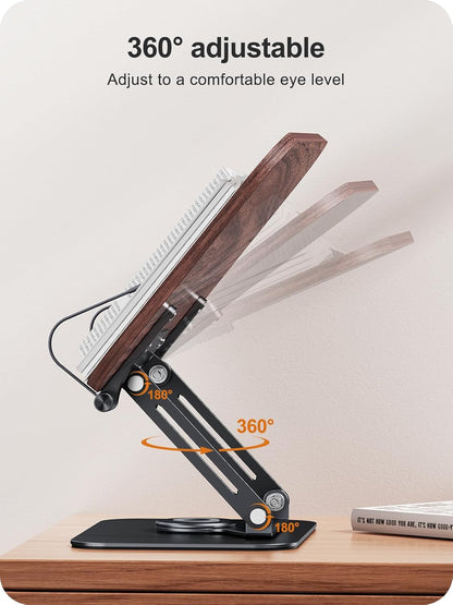 Book Stand for Reading, 360° Adjustable Book Holder, Foldable Book Holder Stand, Cookbook Stand, Textbook Stand, Bible Stand, Music Scores Stand, Laptop Stand, Tablet Stand