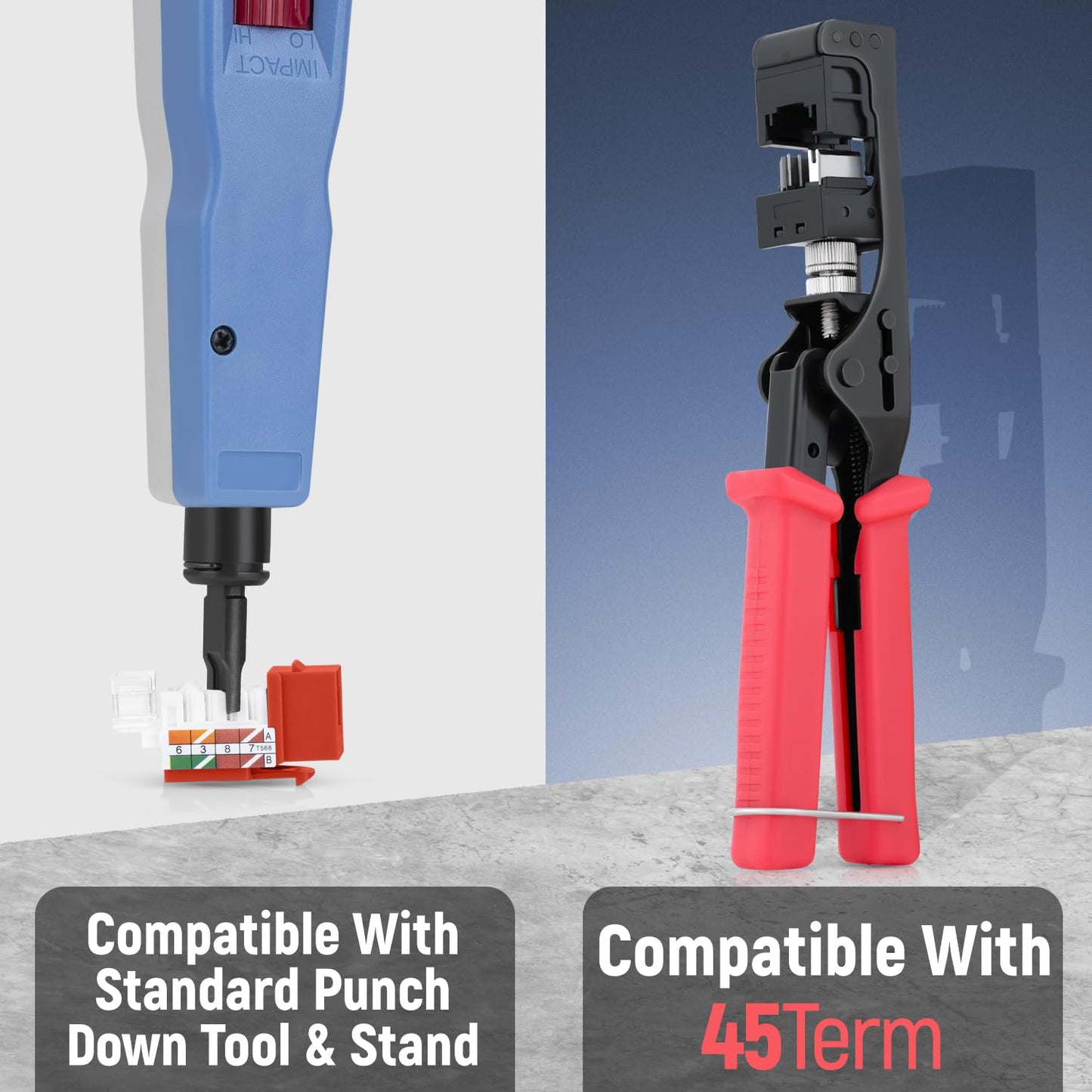 Everest 45° Angled RJ45 Cat6A Keystone Jacks 50-Pack in Orange - Slim Profile Female RJ45 Connectors - Cat 6A Keystone Jack - Compatible with 45° Angled Speed Termination Tool - 45Term (B0BL3GS7ZY)