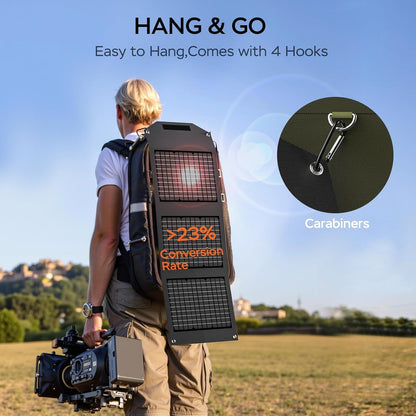 MARBERO Portable Solar Panel 30W Solar Panel Charger 23% High Efficiency Foldable Solar Panels QC3.0 USB & DC Port Compatible with Cell Phone Ipad Laptop IP65 Waterproof for Camping Outdoor Cloudy