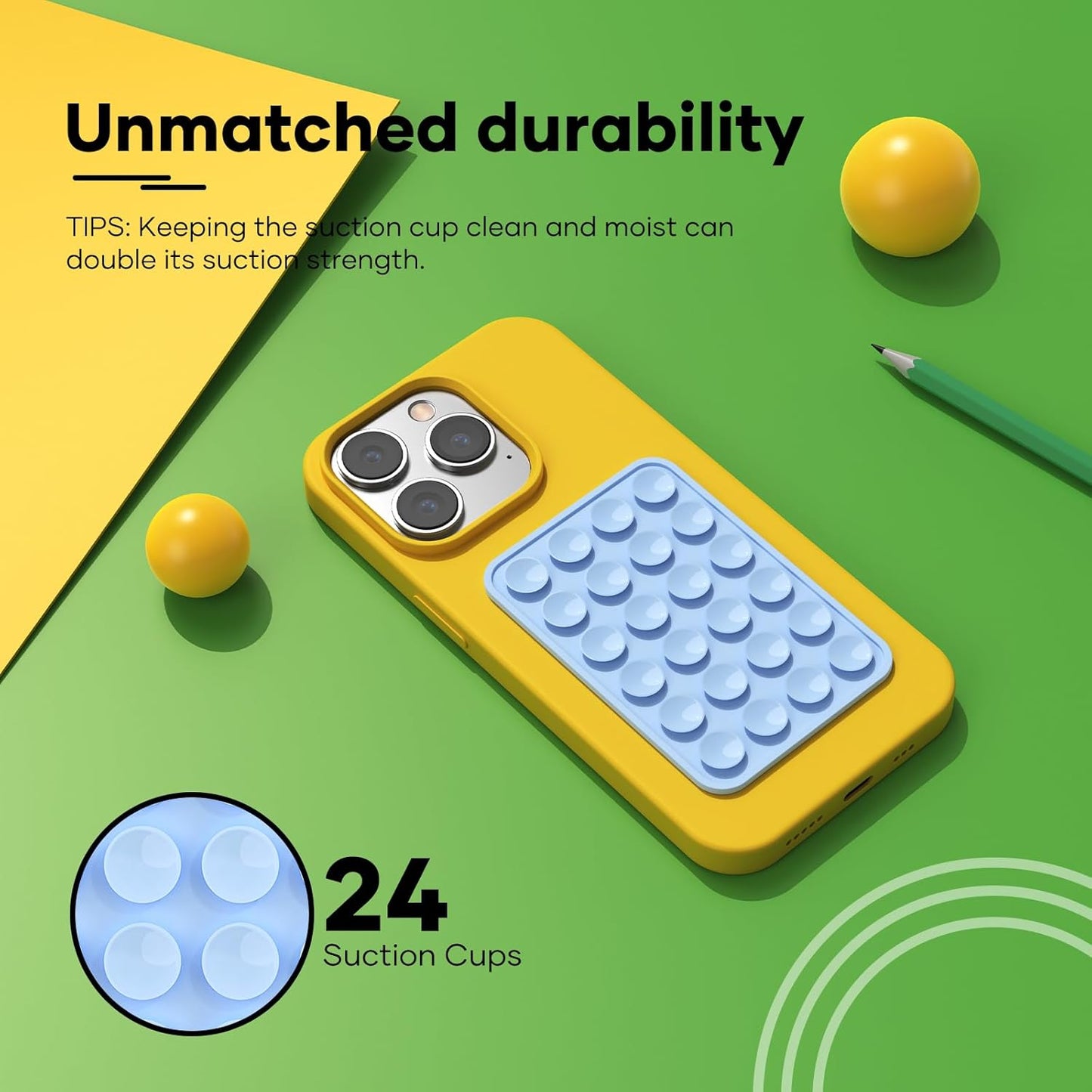 Silicone Phone Sticky Grip, Suction Phone Case Mount for iPhone and Android, Hands-Free Sticky Cell Phone Grip, Mobile Fidget Mirror Holder for Selfies and Videos