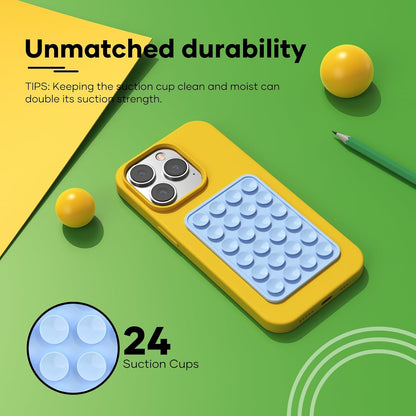 Silicone Phone Sticky Grip, Suction Phone Case Mount for iPhone and Android, Hands-Free Sticky Cell Phone Grip, Mobile Fidget Mirror Holder for Selfies and Videos