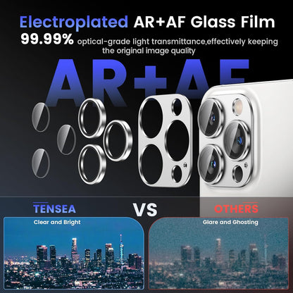 Tensea for iPhone 16 Pro/iPhone 16 Pro Max/iPhone 15 Pro/iPhone 15 Pro Max Camera Lens Protector, Metal Aluminum Alloy Tempered Glass Cover Camera Screen Protector Accessories, Case Friendly