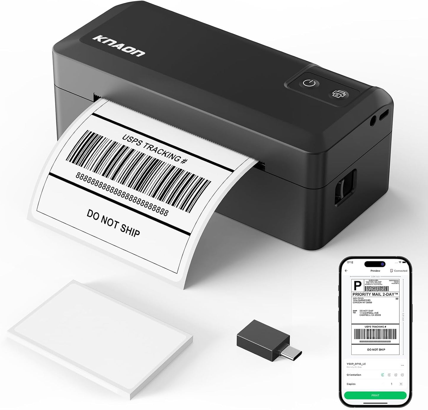 Shipping Thermal Label Printer, 4x6 Portable Label Printer, Bluetooth Label Maker for Small Business, Support iPhone,Android,Windows,Mac,Chromebook,Works with USPS, Ebay,Shopify&More, Black