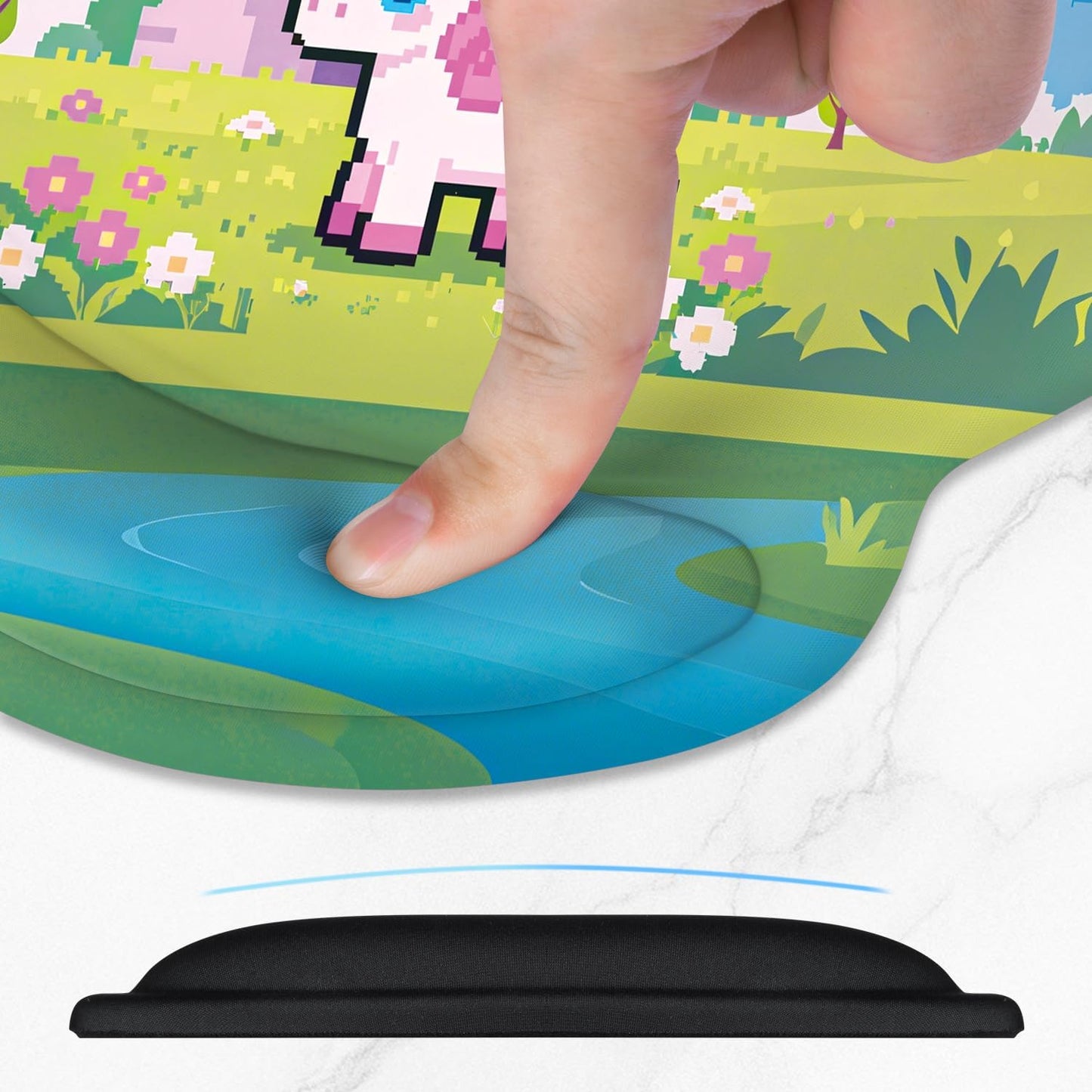 ITNRSIIET Ergonomic Mouse Pad with Comfort Gel Wrist Rest, Non-Slip PU Base, Smooth Textured Surface, Reduces Hand Fatigue & Wrist Pain, 8.7 x 7.2 Inch for Office Gaming Home, PixelCastle