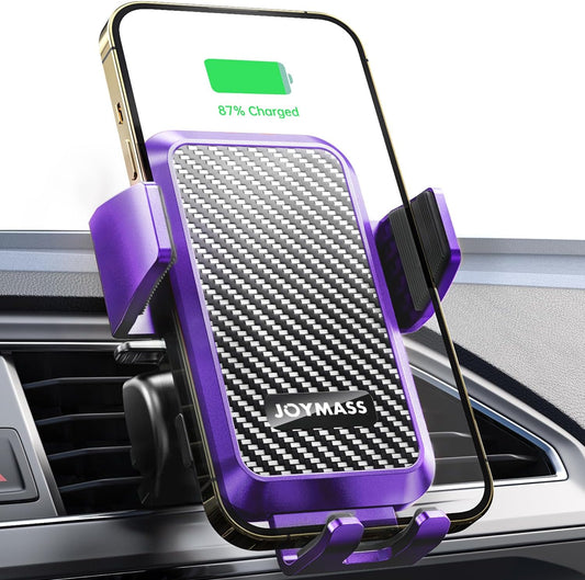 Wireless Car Charger, 15W Fast Charging Auto Clamping Car Charger Cell Phone Holder Mount Vent for iPhone 15 14 13 12 Mini Pro Max, Samsung Galaxy S24 Ultra S23 S22 S21+ Note 20, etc - Purple