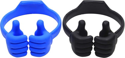 HONSKY 3361942 Cute Thumbs Up Adjustable Tpu Flexible Mobile Cell Phone Tablet Computer Display Stand Holder for Bed Desk - Blue and Black