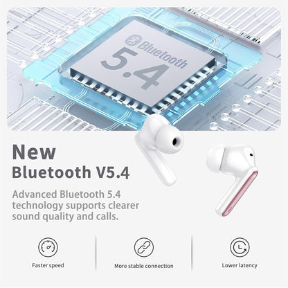 Wireless Earbuds, Bluetooth 5.4 Headphones in Ear with 4 ENC Noise Cancelling Mic, New Wireless Earphones HiFi Stereo Deep Bass 40H Playtime, In-Ear Bluetooth Earbuds LED Display IP7, USB-C, Rose Gold
