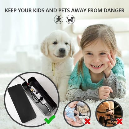 Cable Management Box - Large Cable Organizer Box to Hide Wires & Power Strips, TV & Desk Computer Wires, Cord Organizer Box for Home & Office, Black