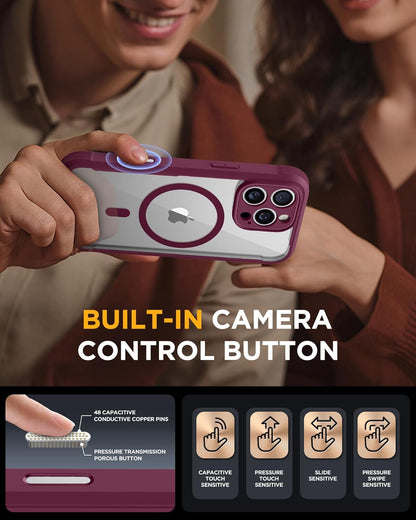 Miracase for iPhone 16 Pro Max Case 6.9'', [Bubble Free] Full-Body Bumper Phone case with Built-in Full Glass Screen &Lens Protector,Compatible with MagSafe,Drop Proof 16 Pro Max Cover,Plum