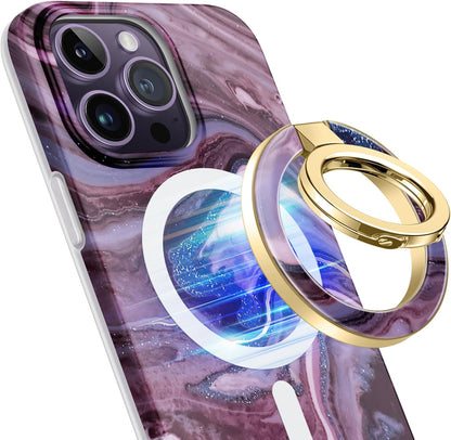 GVIEWIN Magnetic Phone Ring Holder, Compatible with MagSafe Phone Grip with Adjustable Stand, Magnet Phone Ring Kickstand for iPhone 16 Pro Max/Plus/15/14/13/12 Series/Other Phones (Quicksand)