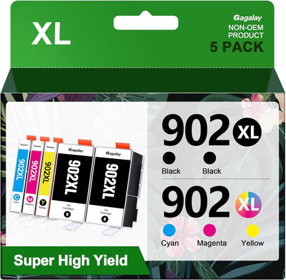902XL Ink Cartridges for Printers 5 Pack Replacement for 902XL Ink Cartridges Combo Pack 902XL Works for 6958 6962 6950 Pro 6978 6968 6975 Printer T0A39AN, Cyan Magenta Yellow 2 Black
