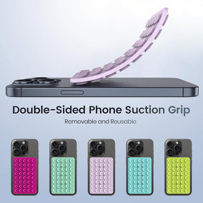 2PACK Silicone Double Sided Suction Phone Case Mount, Detachable Hands Free & Strong Grip Holder for Selfies & Videos, Compatible iPhone Android (Violet, 2Pack 40 Suction Cups)