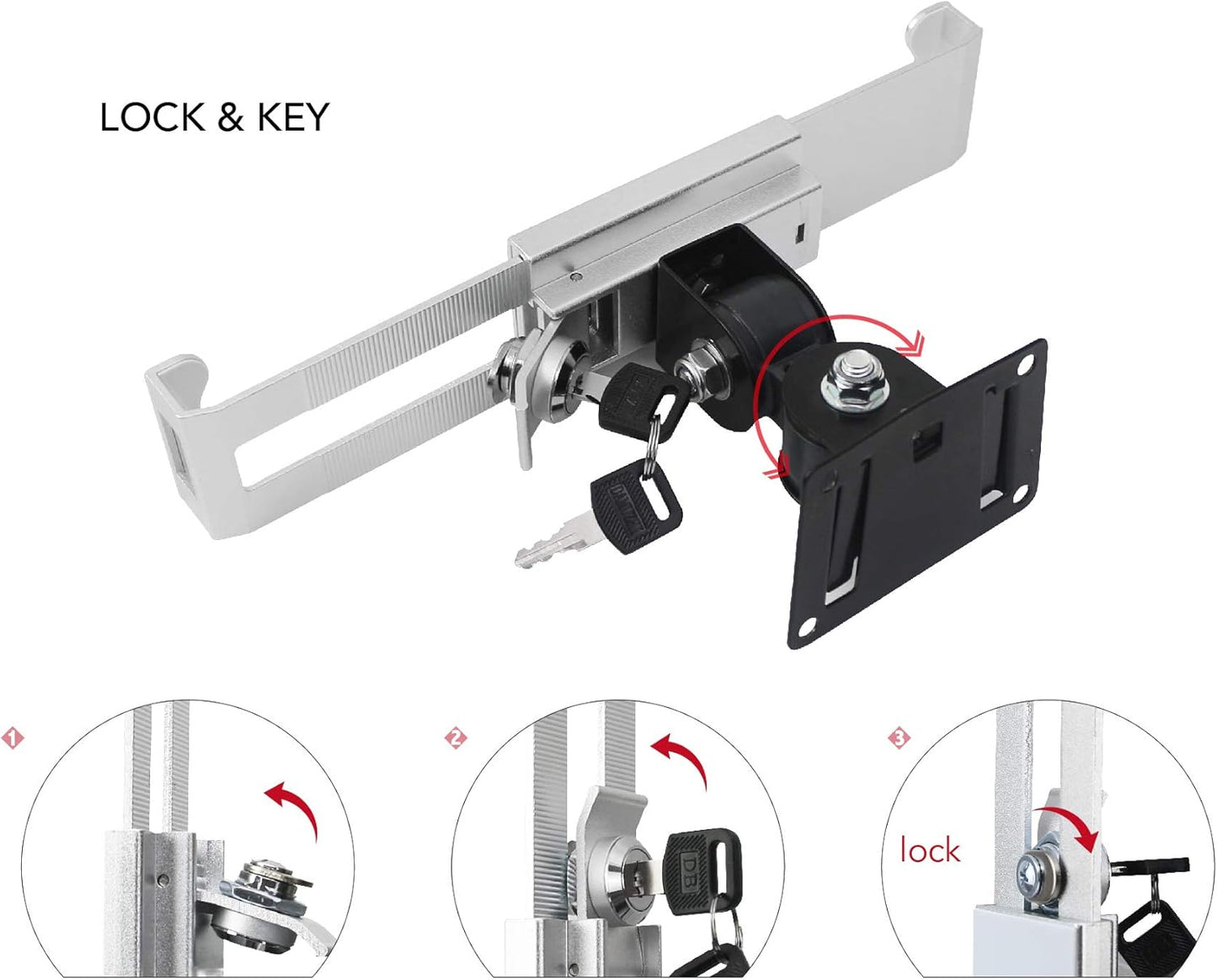 Tablet Wall Mount Holder with Anti Theft Lock,Rotate Design,Multi Angle,Bracket for Most 8 to 10.4 Inch,and for iPad 7.9" 8.3" 9.7" 10.2" 10.5" 10.9"& 11",Galaxy tab,& More,(Silver)