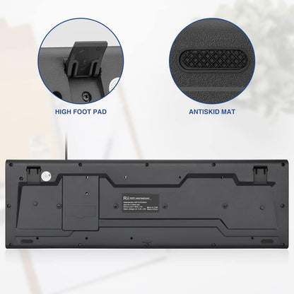 Rii RK907 Ultra-Slim Compact USB Wired Keyboard for Mac and PC,Windows 10/8 / 7 / Vista/XP (Black) (10PCS)