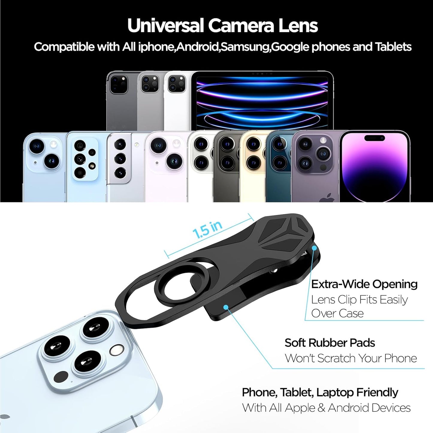210° Fisheye Lens, Professional Cell Phone Lens for iPhone,Samsung,Pixel,BlackBerry,Ipad,Notebook,Etc,Fish Eye Lens
