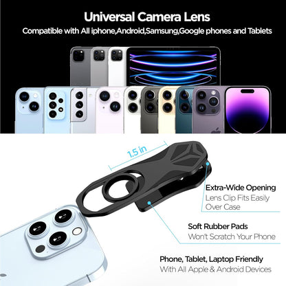 210° Fisheye Lens, Professional Cell Phone Lens for iPhone,Samsung,Pixel,BlackBerry,Ipad,Notebook,Etc,Fish Eye Lens