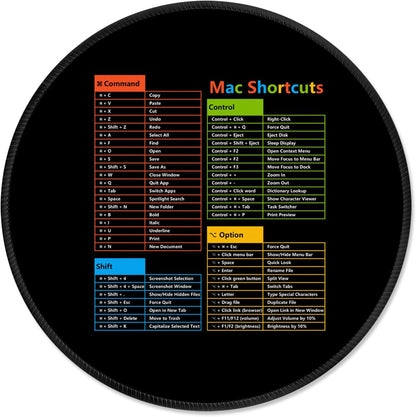 ITNRSIIET Mouse Pad Non-Slip Rubber Base Smooth Surface Stitched Edges Waterproof Durable Compatible with All Mice for Office & Gaming, Desk Accessory, Diameter 8.7 inch, MacShortcuts