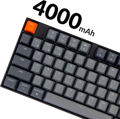 Keychron K10 Full Size Layout White LED Backlit Hot-Swappable Mechanical Keyboard for Mac Windows, Multitasking 104-Key Bluetooth Wireless/USB Wired Computer Keyboard with K Pro Brown Switch