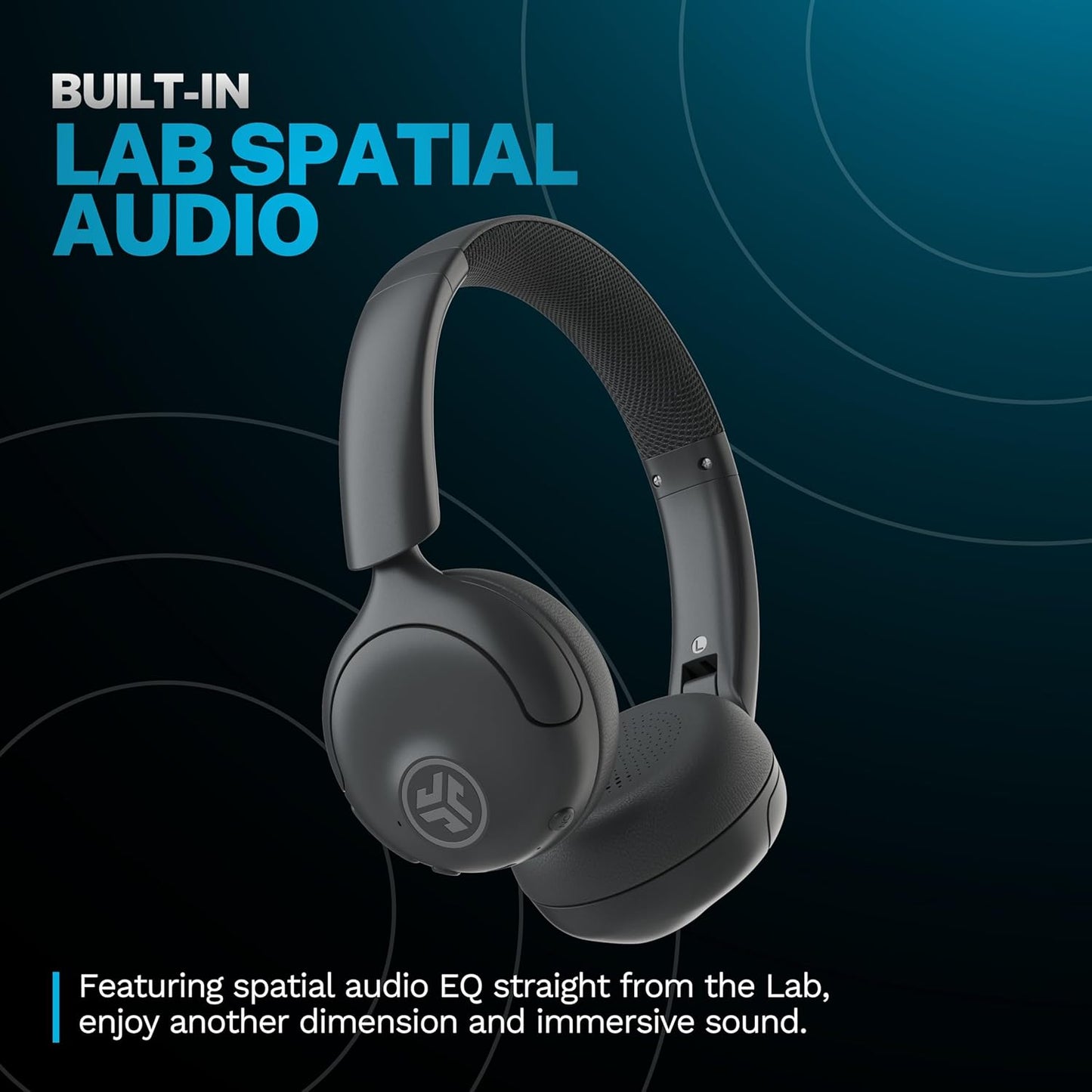 JLab Go Lux ANC Wireless Headphones, Graphite, Hybrid Active Noise Cancelling, Premium On-Ear Bluetooth Headset, Customizable Sound, Be Aware Mode, Cloud Foam Comfort, Multipoint Connection