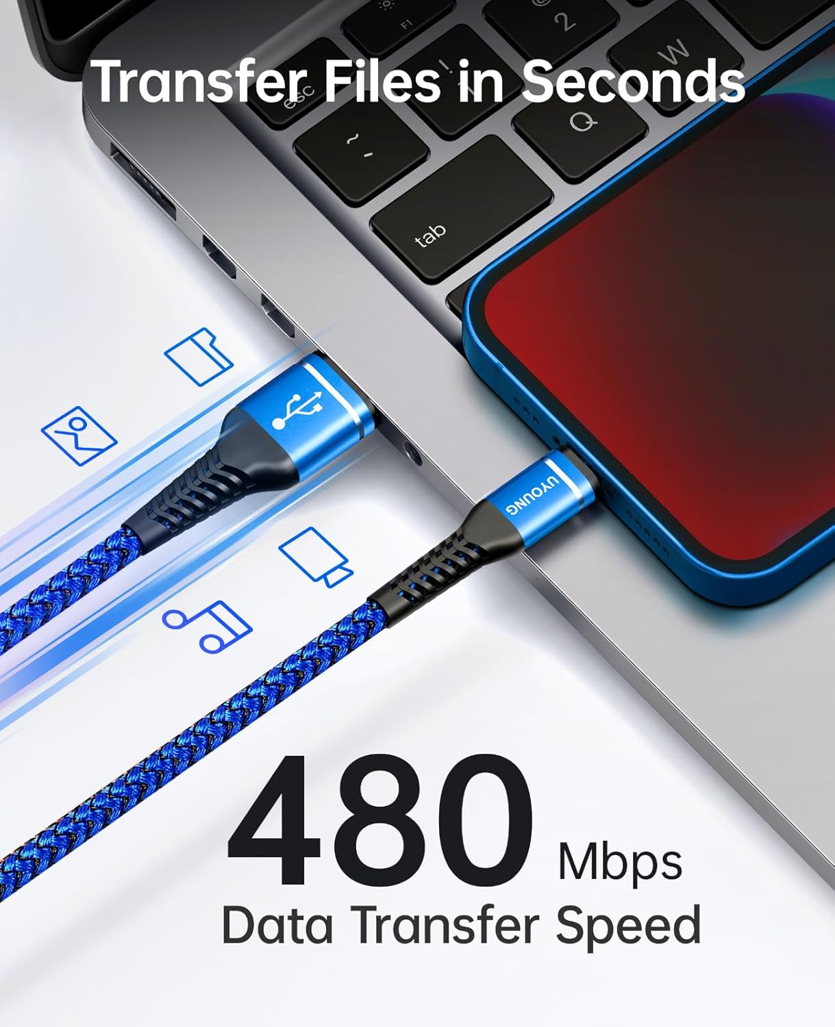 6FT Lightning Cable 3Pack 6 Foot [Apple MFi Certified] iPhone Charger Cable Nylon Braided USB Fast iPhone Charging Cord Compatible with iPhone 14 13 12 11 XS Max XR X 8 Plus 7 6 SE iPad Pro - Blue