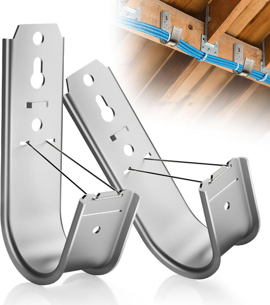20 Pack J Cable Hook with Retainer Clip, 2-Inch Heavy Duty Wall Mount J-Hooks,J-Hook for Hanging Cable & Wire,Cable Hooks for Structured Cabling and Cable Management