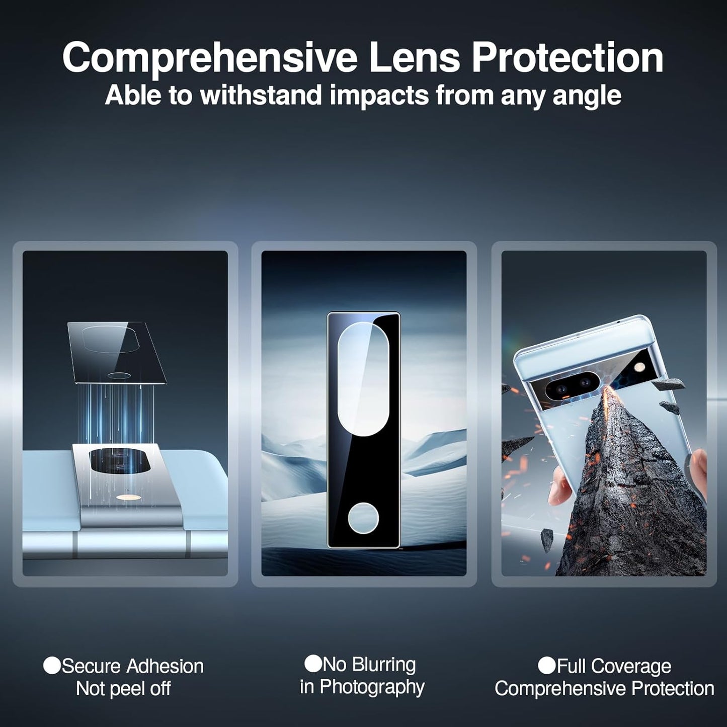 SMARTDEVIL [3+3 Pack for Google Pixel 7 Screen Protector with Camera Lens Protector, Finger Print Reader Compatible, Fast & Easy Installation, Clear 9H Tempered Glass Film, Alignment Frame