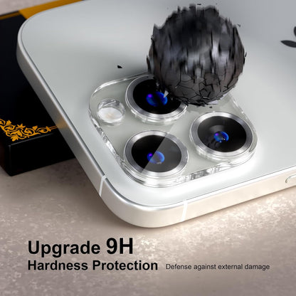 beuxece for 6 Pack iPhone 16 Pro/iPhone 16 Pro Max Camera Lens Protector [Drop Protection] [Case Friendly] [Easy Installation] 9H Tempered Glass Camera Screen Protector Cover, CD Silver