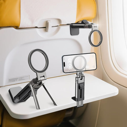 Airplane Phone Holder Mount,360° Adjustable Hands-Free Mount,Handsfree Airport Mount Long Flight Must Haves for Woman Man Fits iPhone 16 15 14 Pro Max Series