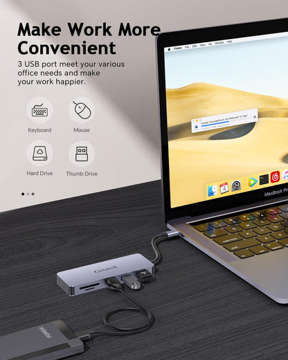 USB C Hub, 7 Ports USB C Multiport Adapter with 4K HDMI, 100W PD Charging, USB 3.0 5Gbps Data Port and 2 USB 2.0，TF/SD Card Reader, for MacBook Air, MacBook Pro, iPhone 15, iPhone 15 Pro Max