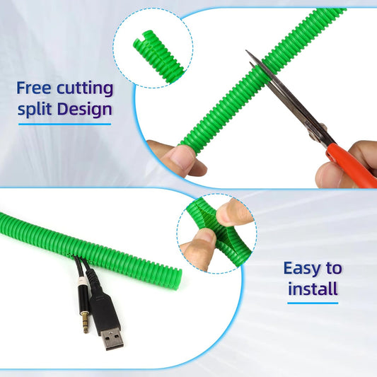 Split Wire Loom Tubing,10,25ft Cord Protectors from Pets No Chew, Flexible Wire Covers Cord Protectors, Protective Split Cable Sleeve for Automotive Home Industrial Wires(Green, 0.51inch-10ft)