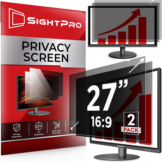 27 Inch 16:9 [2 Pack] Computer Privacy Screen Filter for Monitor - Privacy Shield and Anti-Glare Protector