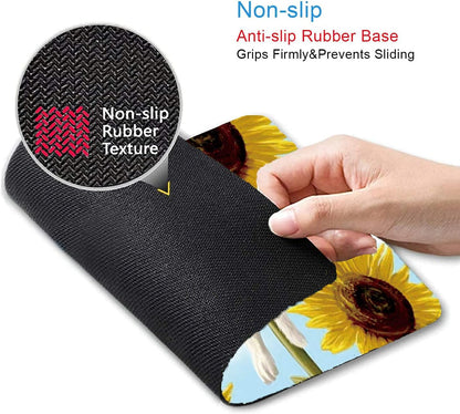 Cats and Sunflowers Mouse Pad Non-Slip Rubber Base Gaming MousePads for Computers Laptop Office,Cute Mouse Pads with Designs for Women,9.5"x7.9"x0.12" Inch(240mm x 200mm x 3mm)