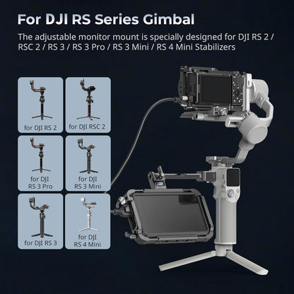 SmallRig Adjustable Camera Monitor Mount with Quick Release NATO Clamp, Cold Shoe Mount, Anti-Twist Design for DJI RS 4 Mini/RS 2 / RSC 2 / RS 3 / RS 3 Pro/RS 3 Mini - 5337