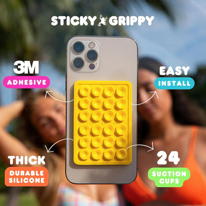 Suction Phone Case Mount, Sillicon Adhesive Phone Accessory for iPhone and Android, Hands-Free Fidget Toy Mirror Shower Phone Holder, Tiktok Videos and Selfies (Chocolate)