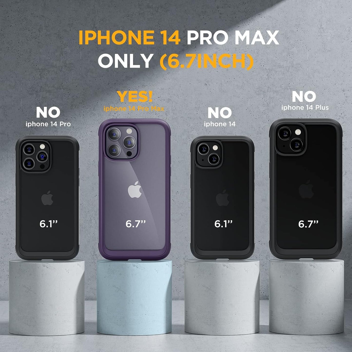 Miracase Glass Series Designed for iPhone 14 Pro Max Case 6.7 Inch, Upgrade Full-Body Bumper Case with Built-in 9H Tempered Glass Screen Protector, with Camera Lens Protector, Dark Purple