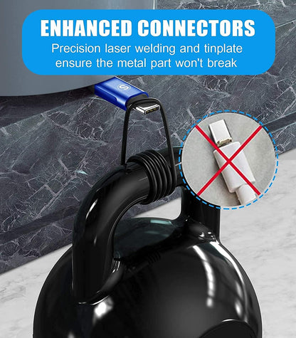 sweguard USB Type C Charger Cable [3-Pack,10ft+6.6ft+3.3ft] iPhone 15 Charger Nylon Braided Cord for iPhone 15 Pro Max Samsung Galaxy S23 S22 S21 S20 S10 Note 20 10 Flip A53 A54 Pixel LG Moto PS5-Blue