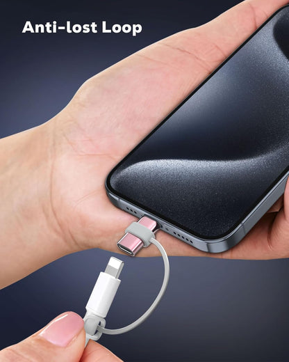 MoKo Lightning to USB C Adapter 2Pack, NOT for Lightning Earbuds/Headphones/OTG, USB-C to Lightning Adapter for iPhone Air 17 16 15 Pro Max Plus,iPad Pro/Air,Galaxy,ONLY for Charging/Data Sync, Pink