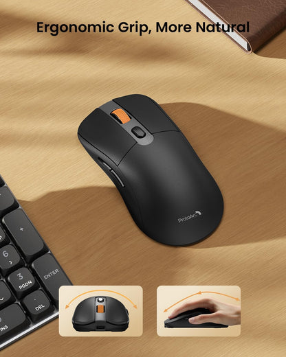 ProtoArc Mechanical Keyboard and Mouse, KM310 Wireless Rechargeable Aluminum Keyboard Mouse, 2.4G+Dual Bluetooth, Low Profile Keys, Red Switches, Multi-Device, for Windows/Mac - Space Gray