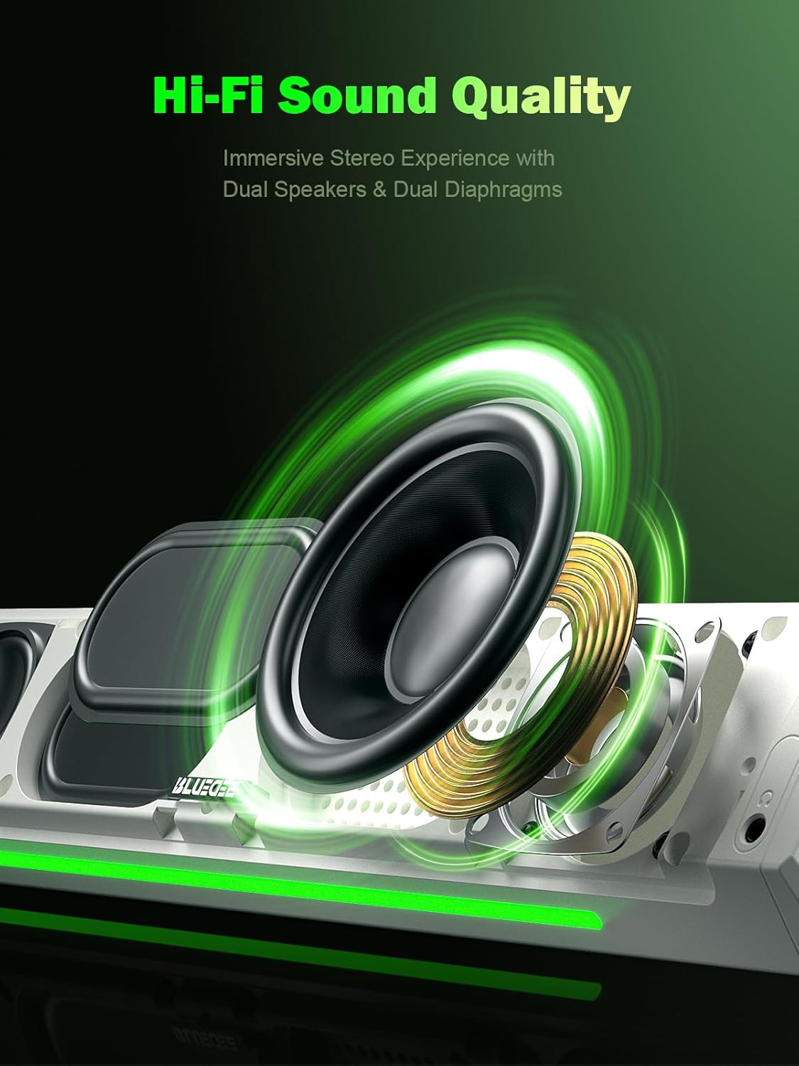 Bluedee Computer Speakers, Bluetooth Computer Soundbar, HiFi Stereo, 3.5mm Aux-in Connection, USB Powered Computer Speakers for Desktop Monitor, PC, Laptop, Tablets