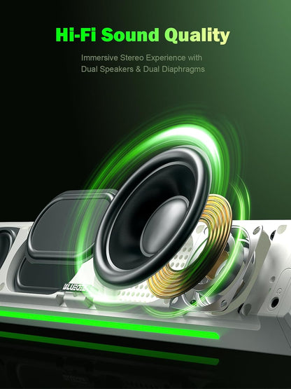 Bluedee Computer Speakers, Bluetooth Computer Soundbar, HiFi Stereo, 3.5mm Aux-in Connection, USB Powered Computer Speakers for Desktop Monitor, PC, Laptop, Tablets