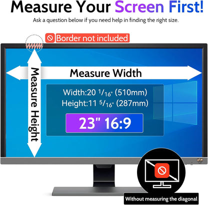 Computer Privacy Screen 23 Inch for 16:9 Widescreen Monitor, Removable 23inch Anti Blue Light Anti Glare Monitor Privacy Filter Shield