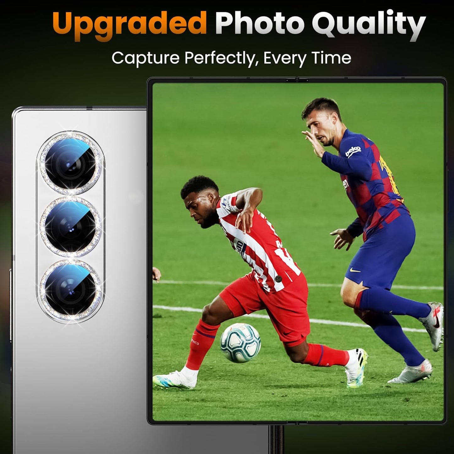 YWXTW for Samsung Galaxy Z Fold 7 Camera Lens Protector, [12X Stronger Adhesion] Individual Anti Scratch Metal Ring Tempered Glass Camera Screen Protector for Z Fold 7 Accessories 2025 (Glitter Silver)