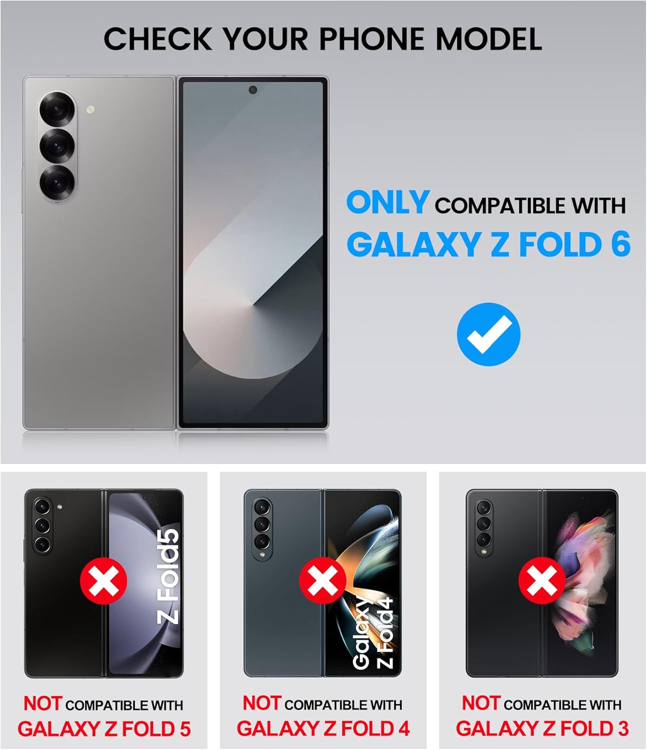 for Samsung Galaxy Z Fold 6 Wallet Case & S Pen Holder & Hinge Protection & Camera Cover, Built-in Card Holder & Screen Protector, Durable Multifunctional Phone Case for Z Fold 6 2024, Blue