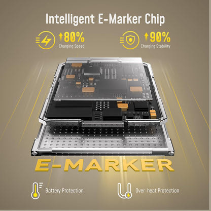 AOHI USB4 2.0 Cable 6.6ft with 240W PD3.1 Fast Charging, 80Gbps Data Transfer, Dual 8K/Triple 4K Display, The Future Adonis USB C Cable for MacBook Pro/Air, iPhone 16 Pro Max, SSD, Docking, Yellow